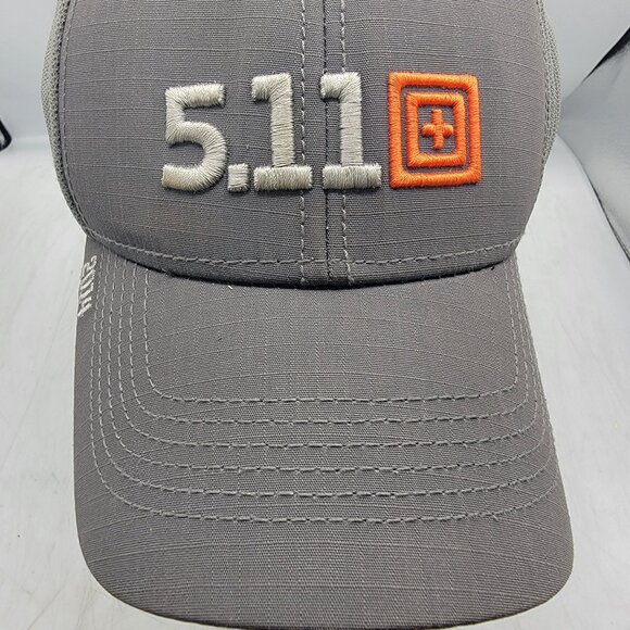 5.11 Tactical Gray Adjustable Cap With Orange Logo Embroidery Casual Outdoors - Picture 5 of 9